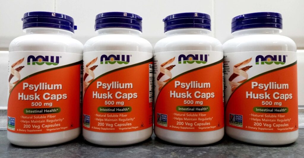 Bottles of NOW Psyllium Husk Supplement