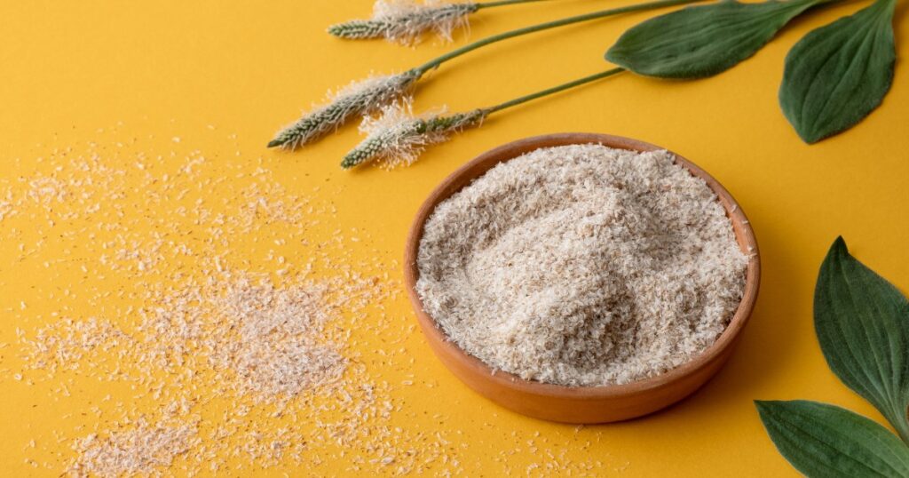 Close up of psyllium husk in a plate